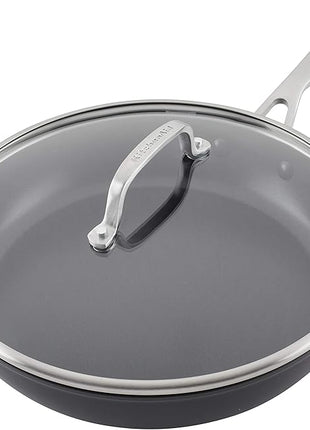 KitchenAid Hard Anodized Induction Nonstick Fry Pan/Skillet with Lid, 12.25 Inch, Matte Black