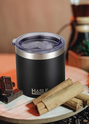 HASLE OUTFITTERS 10oz Insulated Tumblers with Lid and Straw,Stainless Steel Tumbler Travel Coffee Mug,Double Wall Reusable Tumbler Cup for Iced and Hot Drinks(Black,12 Pack)