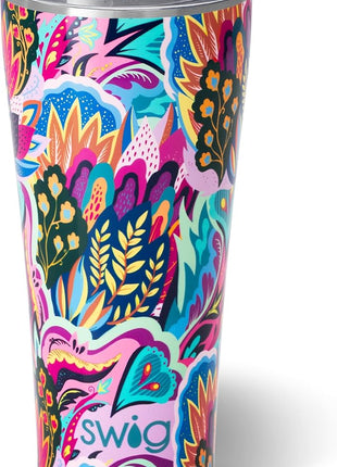 Swig Life 32oz Insulated Tumbler, Travel Coffee Tumbler with Lid, Cup Holder Friendly Travel Coffee Mug, Stainless Steel with Lid (Bazaar)