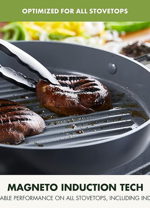 GreenPan Valencia Pro Hard Anodized Healthy Ceramic Nonstick 11" Grill Pan, PFAS-Free, Induction, Dishwasher Safe, Oven Safe, Gray