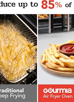 Gourmia Toaster Oven Air Fryer Combo 17 cooking presets 1700W french door digital air fryer oven 24L capacity accessories, convection rack, baking pan tray recipe book GTF7460,Large,Black