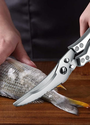 Dreach Reach Heavy Duty Poultry Shears with Serrated Edge - Kitchen Scissors For Chicken, Bone, Meat, Turkey, Fish - No Rust, Spring Loaded, Stainless Steel