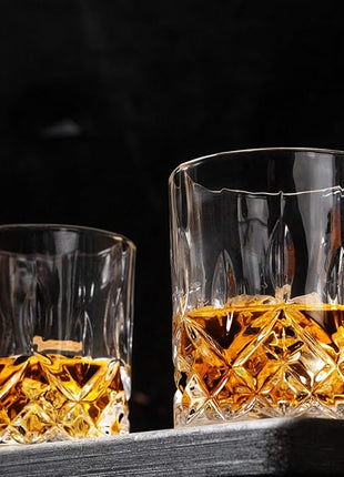 KANARS Old Fashioned Whiskey Glasses with Luxury Box - 10 Oz Rocks Barware For Scotch, Bourbon, Liquor and Cocktail Drinks - Set of 4 - Men Gift