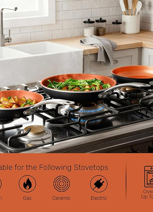 GOTHAM STEEL 15 Pc Ceramic Cookware Set, Ceramic Pots and Pans Set Non Stick with Cooking Utensils and Steamer, Non Toxic PFOA PFOS Free, Premium Stay Cool Handles, Oven & Dishwasher Safe