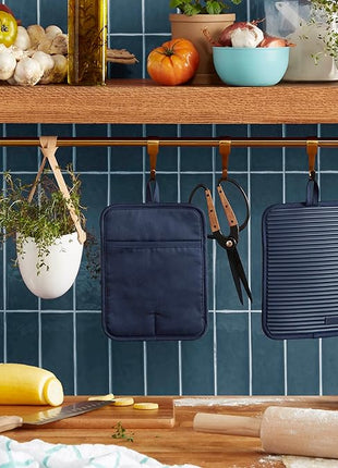 KitchenAid Ribbed Soft Silicone Pot Holder 2-Pack Set, Ink Blue, 7"x9"