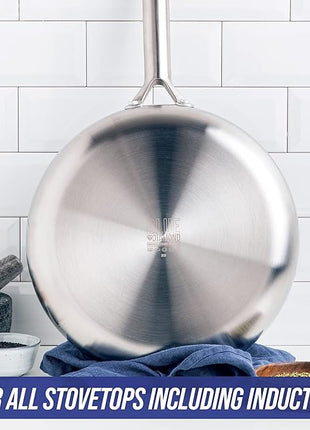 Blue Diamond Cookware Tri-Ply Stainless Steel Ceramic Nonstick, 6 Piece Cookware Pots and Pans Set, PFAS-Free, Multi Clad, Induction, Dishwasher Safe, Oven Safe, Silver