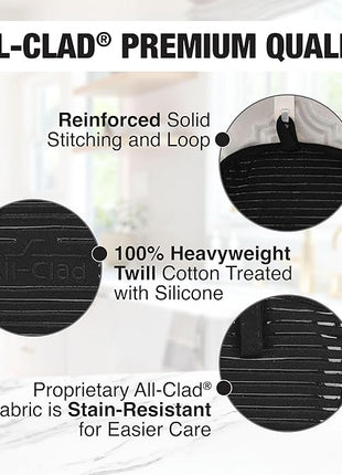 All-Clad Premium Pot Holder & Hot Pad: Heat Resistant to 500 Degrees - 100% Cotton, 10"x6.25" Hot Pad for Kitchen and Barbeque, (1-Pack), Black
