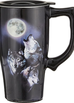 Spoontiques WOLVES/MOON TRAVEL MUG, 18 ounces