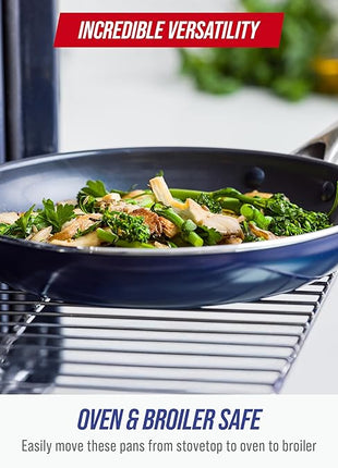 Blue Diamond 12" Nonstick Frying Pan Skillet, Diamond Infused PFAS & PTFE-Free Ceramic Pot, Dishwasher & Oven Safe, Stay Cool Handle, Durable Non Toxic Metal Utensil Safe, Egg & Omelet Pan, Blue