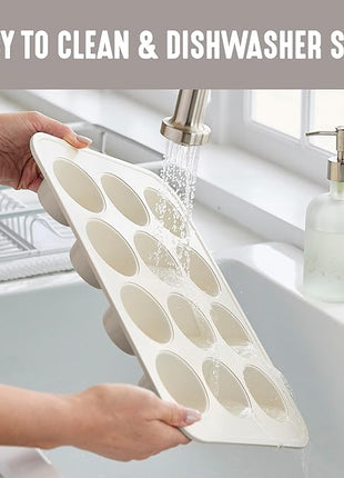 GreenLife 12-Cup Muffin Pan, PFAS-Free Healthy Nonstick Baking Tray, 11.4" x 1.9" x 15.9", Durable Ceramic Bakeware, Cupcakes, Egg Bites, Tarts, Brownies, Taupe