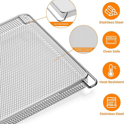 for Ninja Foodi Replacement Air Fryer Oven Basket, Original Replacement Baking Trays for Ninja DT201/DT251 Foodi Digital Air Fryer Oven,Stainless Steel Air Fryer Accessories for Ninja Foodi