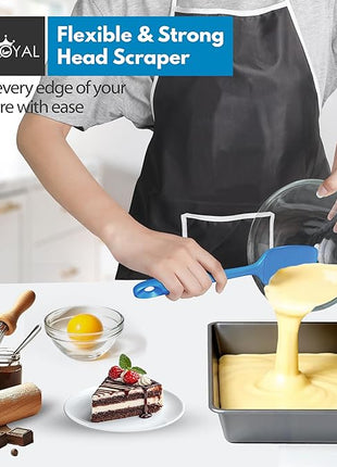 Silicone Spatula Set - 4-Piece Rubber Spatulas Silicone Heat Resistant 600°F for Everyday Task - Seamless Design Kitchen Spatulas for Nonstick Cookware - Blue