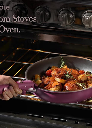 CAROTE 21pcs Pots and Pans Set, Nonstick Cookware Set Detachable Handle, Induction Kitchen Cookware Sets Non Stick with Removable Handle, RV Cookware Set, Gold and Purple