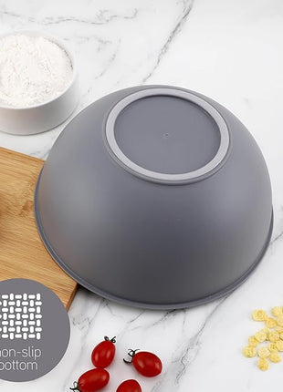 COOK WITH COLOR Plastic Nesting Mixing Bowls Set - 12 Piece includes 6 Prep Bowls and 6 Lids, Microwave Safe (Gray Ombre)