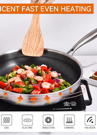 DELARLO Whole body Tri-Ply Stainless Steel Hybrid 12 inch Frying Pan With Lid Nonstick, Oven safe induction skillet,Suitable for All Stove (Detachable Handle)