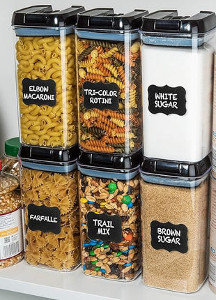 Shazo Airtight Food Storage Containers with Lids - 6 PC BPA Free Clear Plastic Cereal Containers with Easy Lock Lids for Kitchen and Pantry Organization for Snacks and Pasta - 1.2L