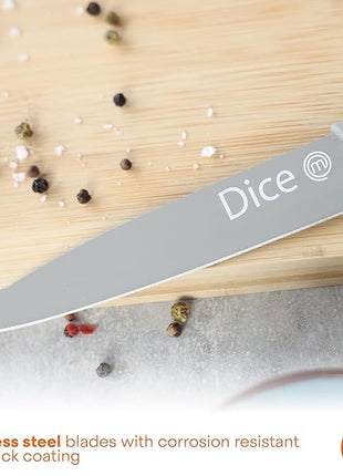 MasterChef Kitchen Knife Set with Covers, 6 Professional Chef Knives for Home Kitchens, Extra Sharp Cutting Stainless Steel Blades & Protective Sheaths, Soft-Touch Easy-Grip Handles, Nordic Blues