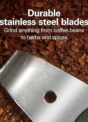 Hamilton Beach Fresh Grind Electric Coffee Grinder for Beans, Spices and More, Stainless Steel Blades, Removable Chamber, Makes up to 12 Cups, White