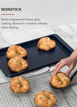 KitchenAid 10x15in Nonstick Aluminized Steel Baking Sheet, Ink Blue