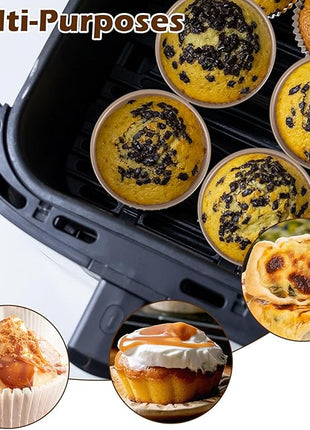 6PCS Air Fryer Jumbo Muffin Cupcake Pans, Mini Pie Pan, 4 Inch Hamburger Bun Mold, Non-Stick Air Fryer Egg Baking Pan Individual Mini Cake Pans for Baking