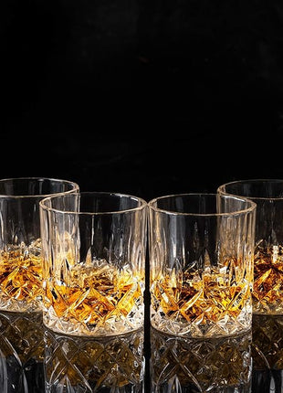 KANARS Old Fashioned Whiskey Glasses with Luxury Box - 10 Oz Rocks Barware For Scotch, Bourbon, Liquor and Cocktail Drinks - Set of 4 - Men Gift