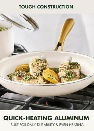 GreenPan Swift 10" Ceramic Nonstick Frying Pan Skillet, PFAS & PFOA-Free Healthy Cooking, Gold Stainless Steel Handle, Versatile Cooking Essentials, Dishwasher & Oven Safe, Cream