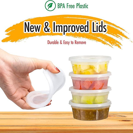 (8oz-Deli Containers with Leakproof Lids-50 Pack BPA-Free Plastic Microwaveable Clear Food Storage Container Premium Heavy-Duty Quality, Freezer & Dishwasher Safe