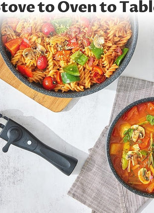 BEZIA Induction Cookware Set 10 Pieces, Nonstick Pots and Pans Set with Removable Handles, for All Hobs, Stackable Design, Dishwasher/Oven Safe, PFAS Free