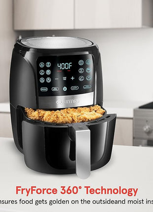 Gourmia Air Fryer Oven Digital Display 5 Quart Large AirFryer Cooker 12 Touch Cooking Presets, XL Air Fryer Basket 1500w Power Multifunction Stainless Steel FRY FORCE 360° (5 QT)