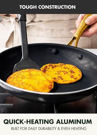 GreenPan Swift Cookware 10" Frying Pan Skillet, Healthy Ceramic Nonstick Coating, Heavy-Gauge Aluminum, Gold-Tone Stainless Steel Handle, PFAS-Free, Dishwasher & Oven Safe, Black