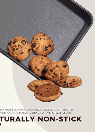 KITESSENSU Baking Pans Sets, Nonstick Bakeware Sets 7-Piece with Round/Square Cake Pan, Loaf Pan, Muffin Pan, Cookie Sheet, Roast Pan, Cooling Rack, Carbon Steel Bake Set