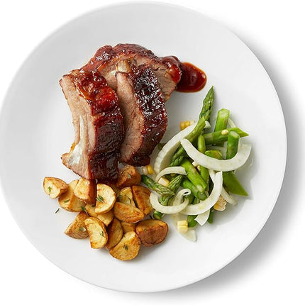 Corelle Vitrelle 18-Piece Service for 6 Dinnerware Set Triple Layer Glass and Chip Resistant, Lightweight Round Plates and Bowls Set, Winter Frost White