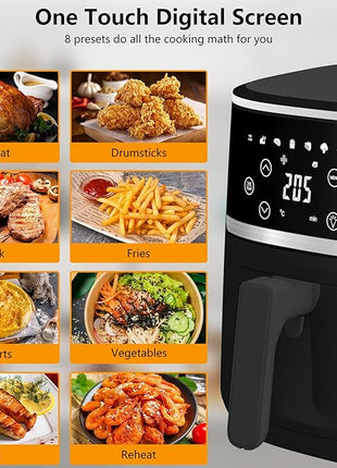 5QT Air Fryer with Touchscreen & View Window - 8-In-1 Digital Airfryer, Oil-Free Cooking, Timer Control, Compact Air Fryer for Home/Kitchen/Dorm Use