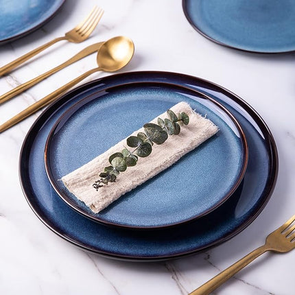 LERATIO Ceramic Dinnerware Sets for 4,16-PieceReactive Glaze Plates and Bowls Set with Mugs,Highly Chip and Crack Resistant | Dishwasher,Microwave & Oven Safe Dishes set-Blue