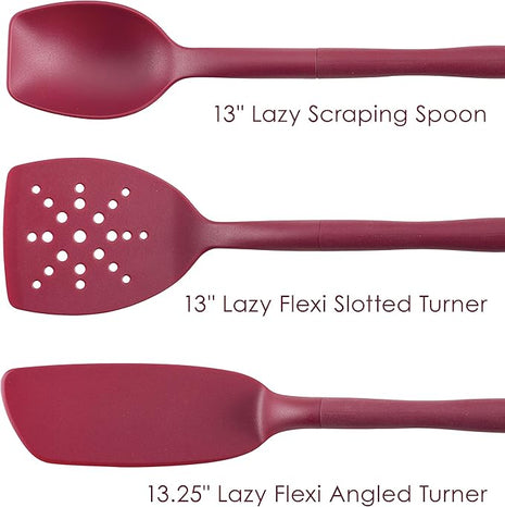 Rachael Ray 47916 3-Piece Lazy Tool Nylon Slotted Turner Set, Burgundy