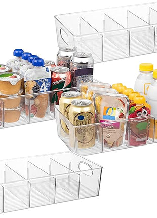 ClearSpace Plastic Pantry Organization and Storage Bins with Removable Dividers – Perfect Kitchen Organization or Kitchen Storage – Refrigerator Organizer Bins, Cabinet Organizers (4 Pack XL)