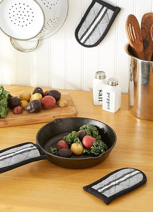 DII Double Strip Chef Kitchen Cooking & Baking Collection, Pan Handle Set, 6x3, Black, 3 Piece