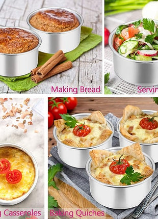 E-far 4 Inch Small Cake Pan Set of 3, Stainless Steel Mini Round Smash Cake Baking Pans, Non-Toxic & Healthy, Mirror Finish & Dishwasher Safe