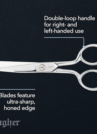 Gingher 5" Fabric Scissors, Premium Forged Steel Fabric Shears, Sharp Knife Edge Sewing Scissors for Cutting Cloth with Protective Sheath, Ambidextrous Design