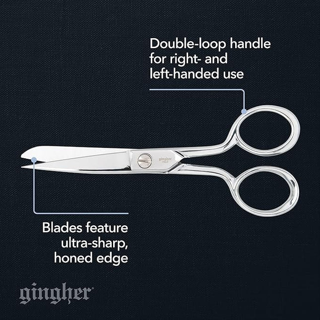 Gingher 5" Fabric Scissors, Premium Forged Steel Fabric Shears, Sharp Knife Edge Sewing Scissors for Cutting Cloth with Protective Sheath, Ambidextrous Design