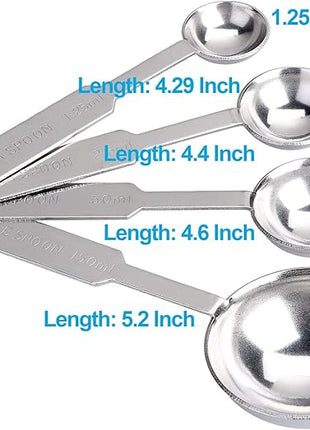 4Pcs Measuring Spoons Set, Premium Stainless Steel Metal Spoon Set, Tablespoon and Teaspoon, for Accurate Measure Liquid or Dry Ingredients, for Cooking Baking, Dishwasher Safety