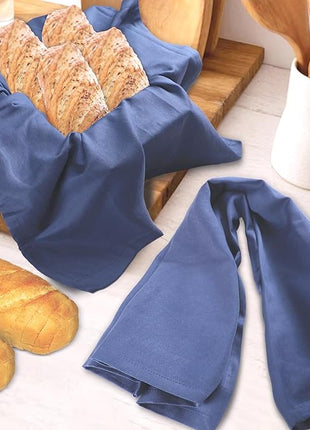 Urban Villa Premium Quality 100% Cotton Solid Kitchen Towels Set of 6 Ultra Soft Size 20x30 Inches Indigo Blue Color Highly Absorbent