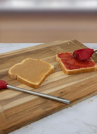 Tovolo Flex-Core Stainless Steel Handled Mini Spatula & Spoonula Set of 2, Kitchen Utensil Set, BPA-Free Silicone, Safe for Cast Iron & Cookware Dishwasher-Safe