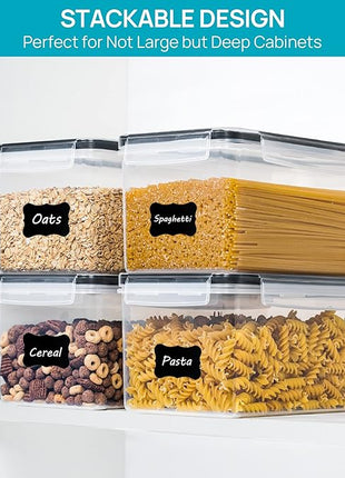 Vtopmart Airtight Food Storage Containers with Lids 8PCS Set 3.2L, Plastic Spaghetti Container for Pasta organizer, BPA Free Air Tight House Kitchen Pantry Organization