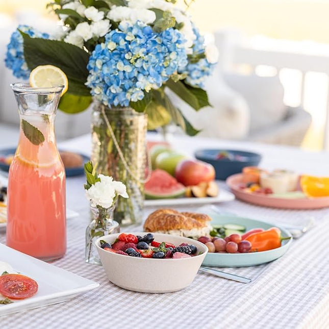 Grow Forward Premium Wheat Straw Plates and Bowls Sets - 8-Piece Wheat Straw Dinnerware Sets - Unbreakable & Reusable Microwave Safe Plastic Dinner Plates for Outdoors, RV, Camping Dishes - Tropical