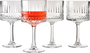 Pasabahce Premium Vintage Extra Large Coupe Glasses Set of 4 - Extra Large Goblet Exclusive Gin,Margarita,Wine, Cocktail, Champagne Glasses- Crystal Design - 16,9 Oz Long Stem Glassware