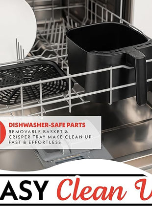 Gourmia Air Fryer - 7 Qt Large Capacity, FryForce 360º, Digital Display with 12 Presets, Roast, Bake, Broil, Dehydrate, Dishwasher Safe Accessories, Black