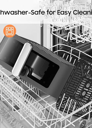 Iceagle Stainless Steel Air Fryer 9 Quart - Airfryer XXL with Large Viewing Window, Dual Heating Elements, 12-in-1 Function to Roast, Bake, Broil, Defrost, Reheat, Dishwasher-Safe Parts, 1700W, Siver