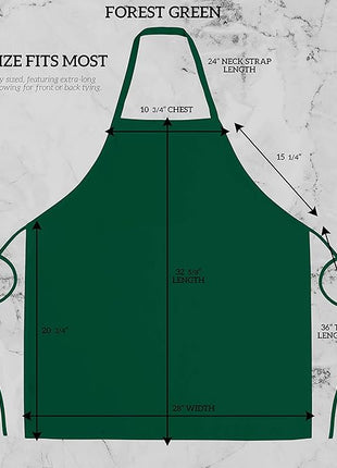 GREEN LIFESTYLE 12 Pack Professional Chef Apron – Grilling Aprons for Men, Waterproof Cooking Aprons for BBQ, Work or Restaurant Use, Kitchen Aprons for Women – Green, No Pockets