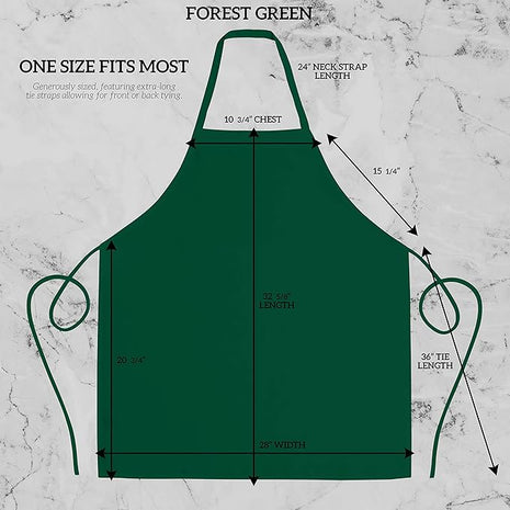 GREEN LIFESTYLE 12 Pack Professional Chef Apron – Grilling Aprons for Men, Waterproof Cooking Aprons for BBQ, Work or Restaurant Use, Kitchen Aprons for Women – Green, No Pockets